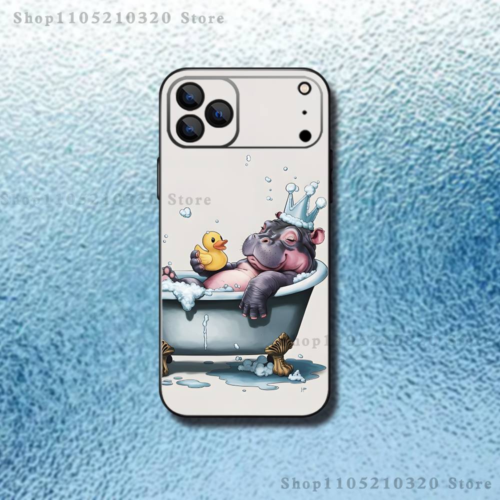 Милый бегемот Чехол для телефона iPhone 17,16,15,14,13,12,11,Pro,Max,Plus,E,Air,Mini Защитный чехол из ТПУ