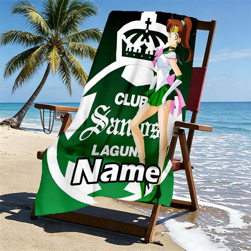 Custom Name Personalized Club Santos Laguna Print Beach Towel, for Trip Camping Beach Party Home Decor, Birthday Gift for Family & Friends