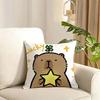 Capybara Cartoon Cute Cushion Cover Reversible Plush Pillow Cover Soft Fluffy  Home Decor for Sofa Bedroom