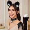 Набор из 3 предметов для косплея кошки с искусственным мехом, кошачьими ушками и хвостом, регулируемое оголовье для
