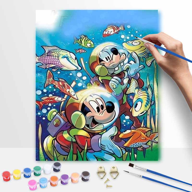 Disney Digital Oil Painting Art Kit Underwater Adventure Cartoon Hand Filled Home Decor
