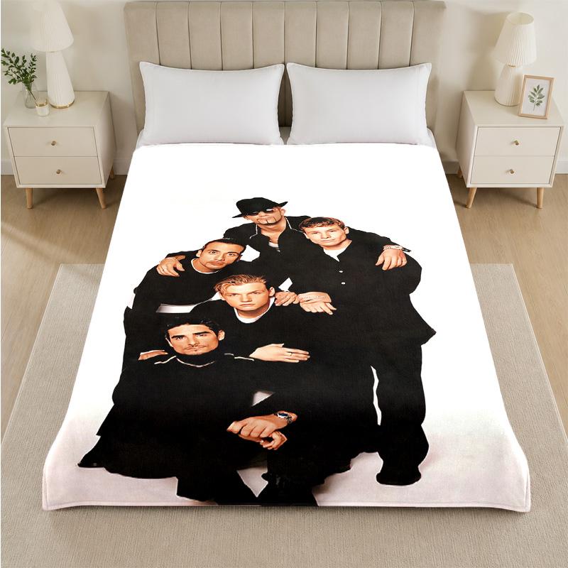 Backstreet Boys Print Flannel Blanket Cozy Warm Plush Throw Blanket For Bed Sofa Couch Indoor Household Use