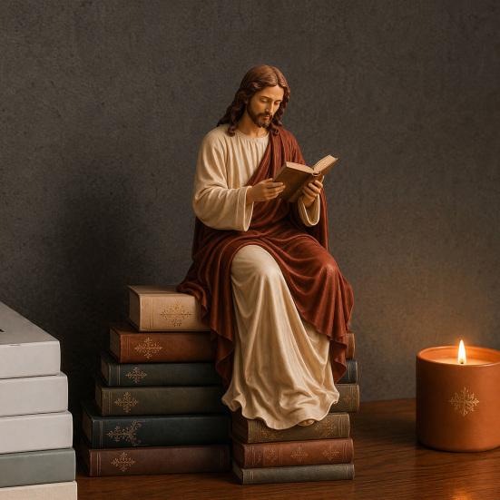 Фигурка Девы Марии Yousheng для книжной полки, Статуэтка Иисуса из смолы, Декоративная скульптура для дома и офиса, Подарок для книголюба