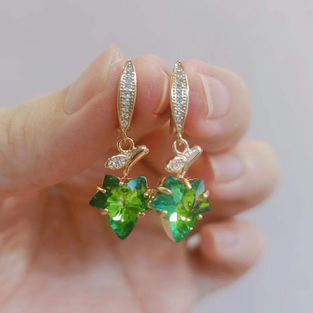 Серьги-капли с хрустальными листьями для женщин, модные ювелирные аксессуары золотого цвета для вечеринок