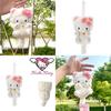 Hellokitty Keyring Keychain With Fluffy Plush Cat Charm