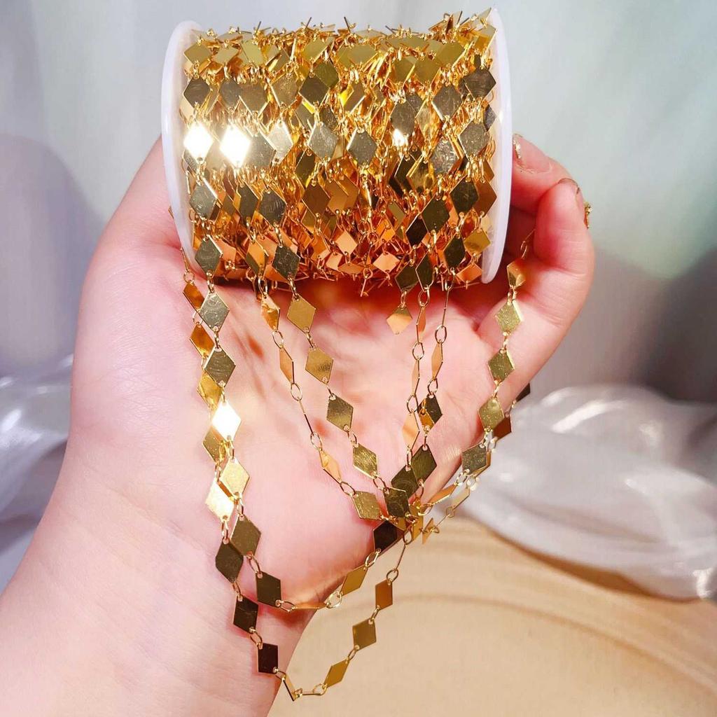 2M 1M 0.5M Copper Rhombus Chains Geometric Prismatic Bracelet Necklace Chains for Jewelry DIY Making Craft Component Accessories
