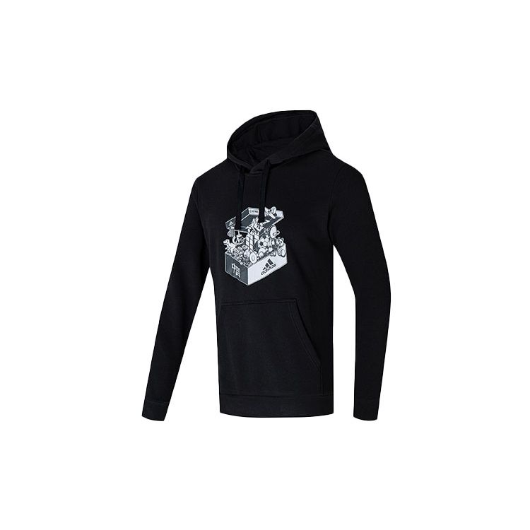 Adidas Sports Training Print Hoodie Sweatshirt Men Tops Black GS7691