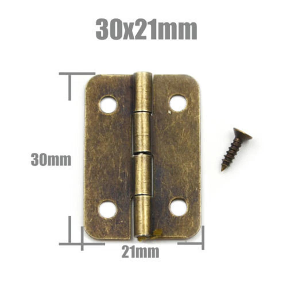 10-25pcs Mini Antique Brass Cabinet Hinges with Screws for Jewelry Gift Box Wooden Wine Chest Door Hardware