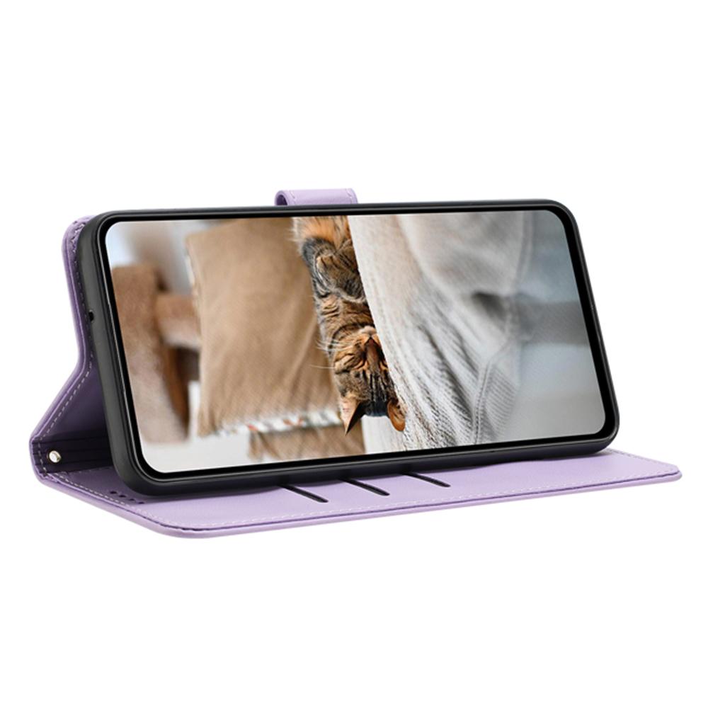 For Samsung Galaxy A55 5G Case with Strap Cats Imprint Leather Wallet Phone Cover