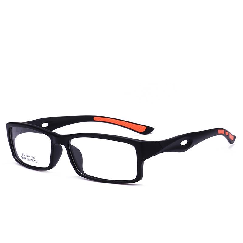 Спортивные комфортные очки TR90: Квадратная оправа, узкий ободок, противоскользящие силиконовые заушники, оптические очки 18166.