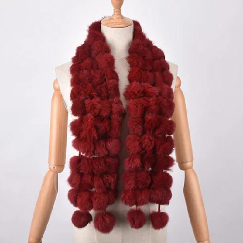 Корейская версия осенне-зимнего утолщенного теплого травяного кролика, плюшевого удлиненного четырех волейбольного шарфа из натурального кроличьего меха, модного шарфа