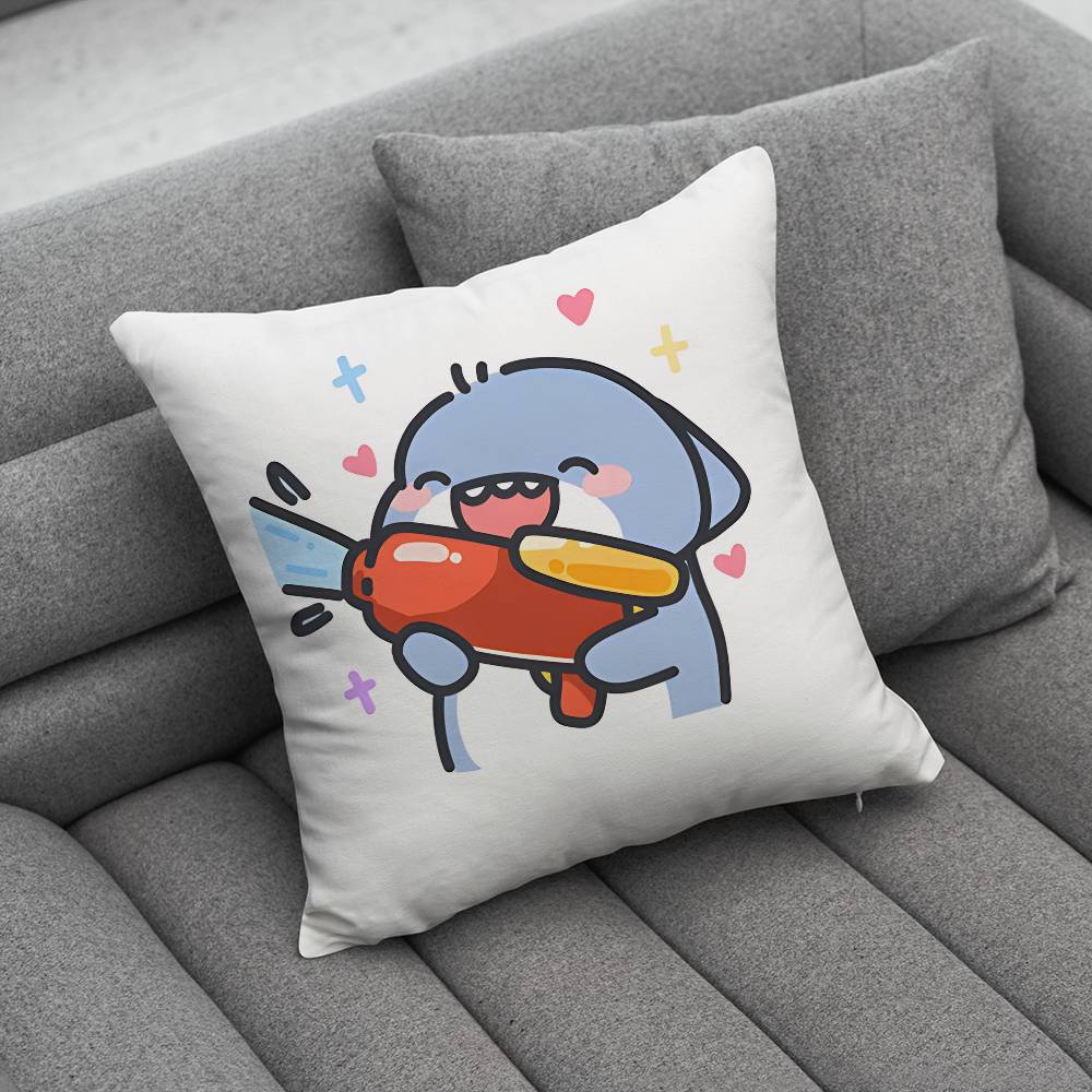 Cute Small Shark Animal Pillow Case For Home Bedroom Car Office Decoration Living Room Sofa Cushion Cover Suitable
