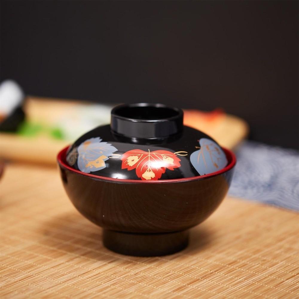 Новая Мисо-супница с крышкой, двухцветная, кленовый лист, японская рисовая миска, контейнер для супа, супница с крышкой, аксессуары для столовой