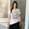 Girly age-reducing graffiti printing T-shirt 2026 summer new fat mm cool and versatile short-sleeved top 234423