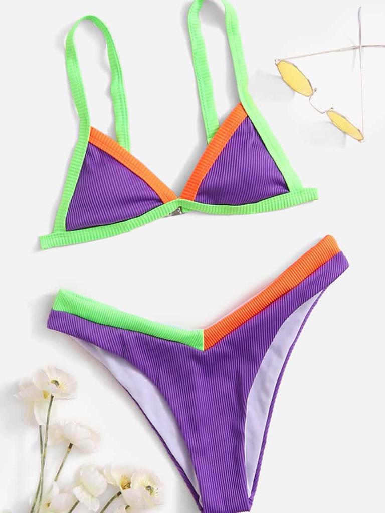 Yi Yong 2024 Сексуальный купальник бикини в стиле пэчворк с цветными блоками Женский купальник