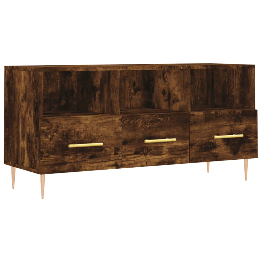 TV Cabinet Smoked Oak 102x36x50 cm Wood Based Panel