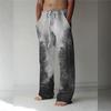 Retro 3D Printed Men's Casual Pants Harajuku Street Trendy Men's Linen Loose Leg Pants Casual High Waisted Drawstring Pants