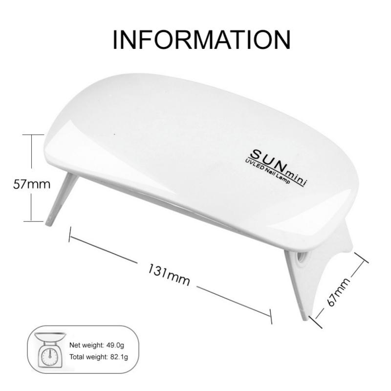 Мини-лампа для сушки ногтей, 6 Вт светодиодная УФ-портативная лампа для сушки ногтей для отверждения гелевого лака с питанием от USB с настройкой таймера 45 s/60 s