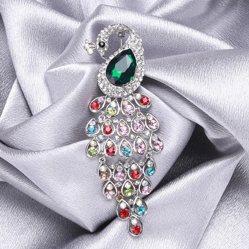 Антибликовая булавка для корсажа, высококачественная брошь в виде павлина со стразами, аксессуары для одежды в стиле ретро