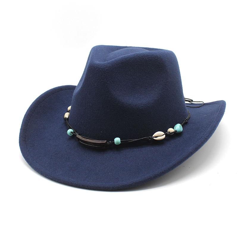 Western Cowboy Top Hat Rolled Brim Retro Riding Hat Men'S And Women'S Woolen Felt Hat Jazz Hat Sun Hat