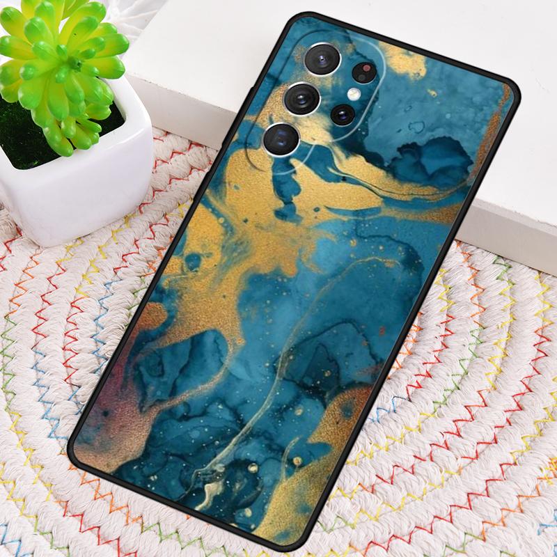 Золотой Индиго Искусственный Малахит Силиконовый Чехол Для Телефона Для Samsung Galaxy note 10 pro S26 S25 S24 S23 S22 S21 Plus S25Ultra Capa Чехол
