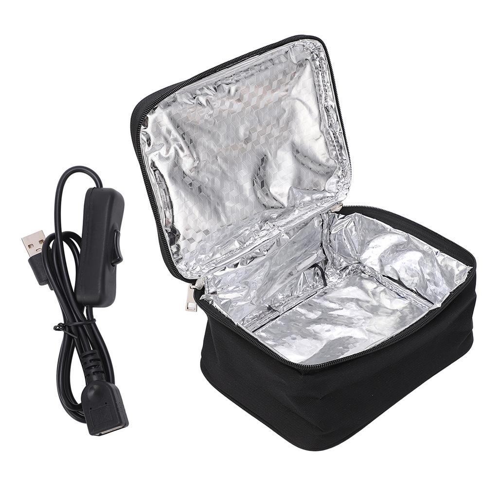 Lunch Bag Portable Oven USB Charging Portable Microwave Aluminum Film Liner Heated Lunch Box with 2 