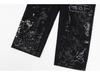 Unisex American Graffiti Print Wide-Leg Jeans - Niche Fashion