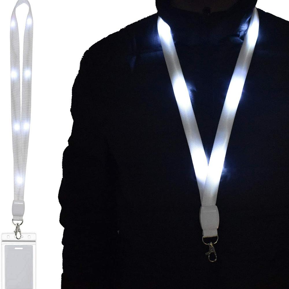 LED Light Up Neck Strap Flashing Lanyards Card Holder ID Badge Case Cruise Lanyards Keychain