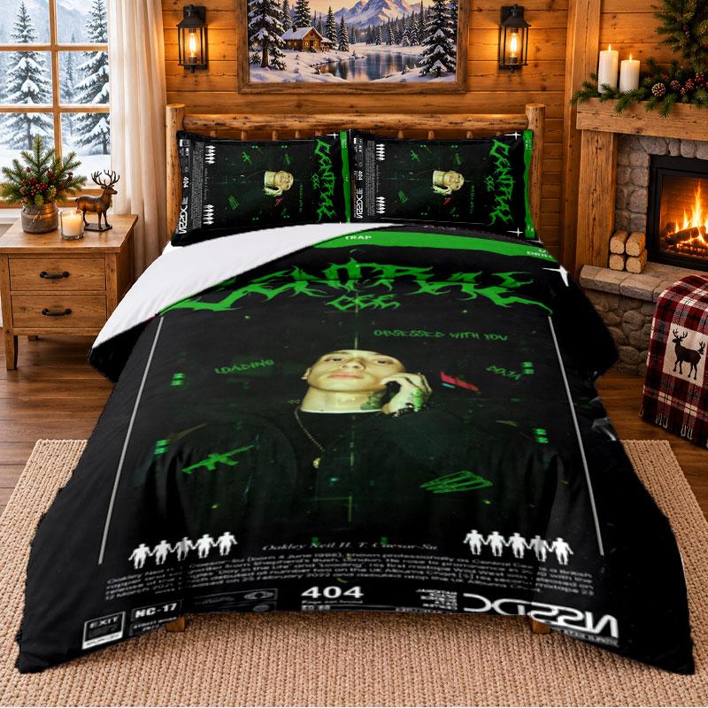 Central Cee Pattern Bedding 3Pcs Set Bed Sheet And Pillowcases For Indoor Bedroom