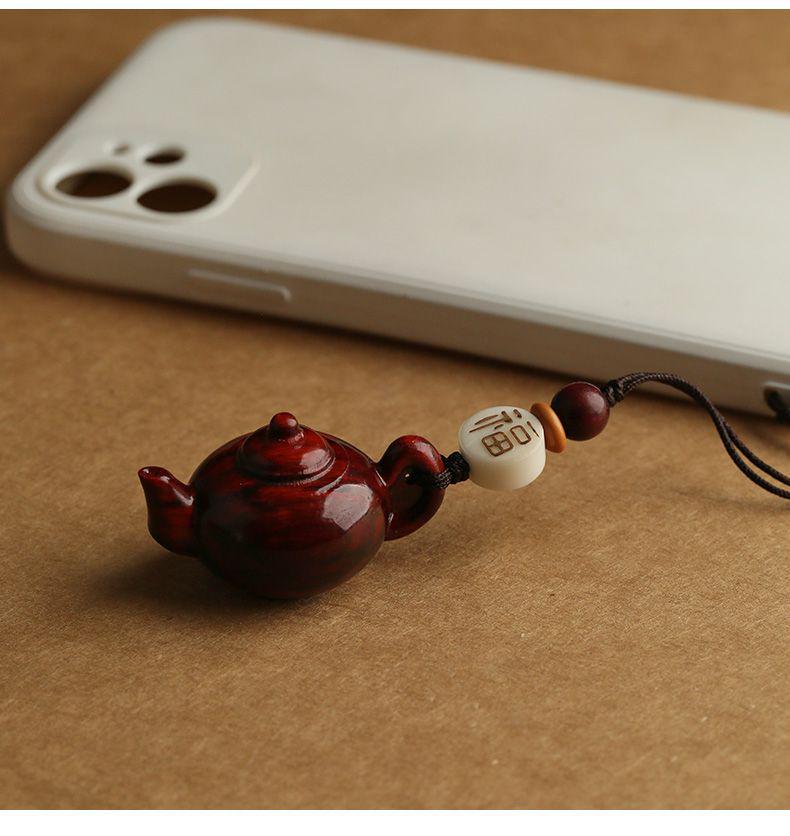 Подвеска-брелок в виде чайника из розового дерева для мужчин и женщин - небольшие ручные украшения