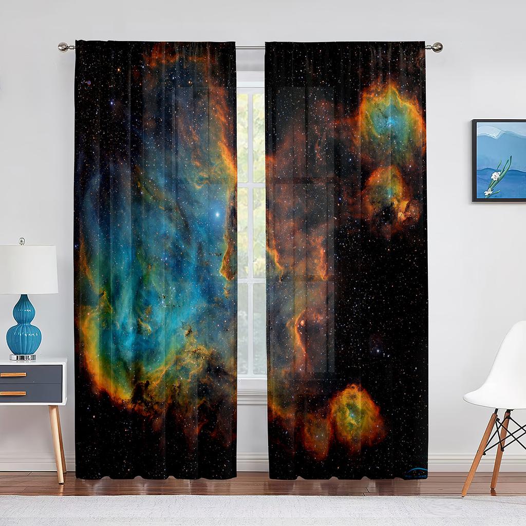 Туманность Галактика Прозрачная Вуаль Шторы Вселенная Космос Красная Психоделическая Планета Окна Тюлевые Шторы для Украшения Гостиной Спальни