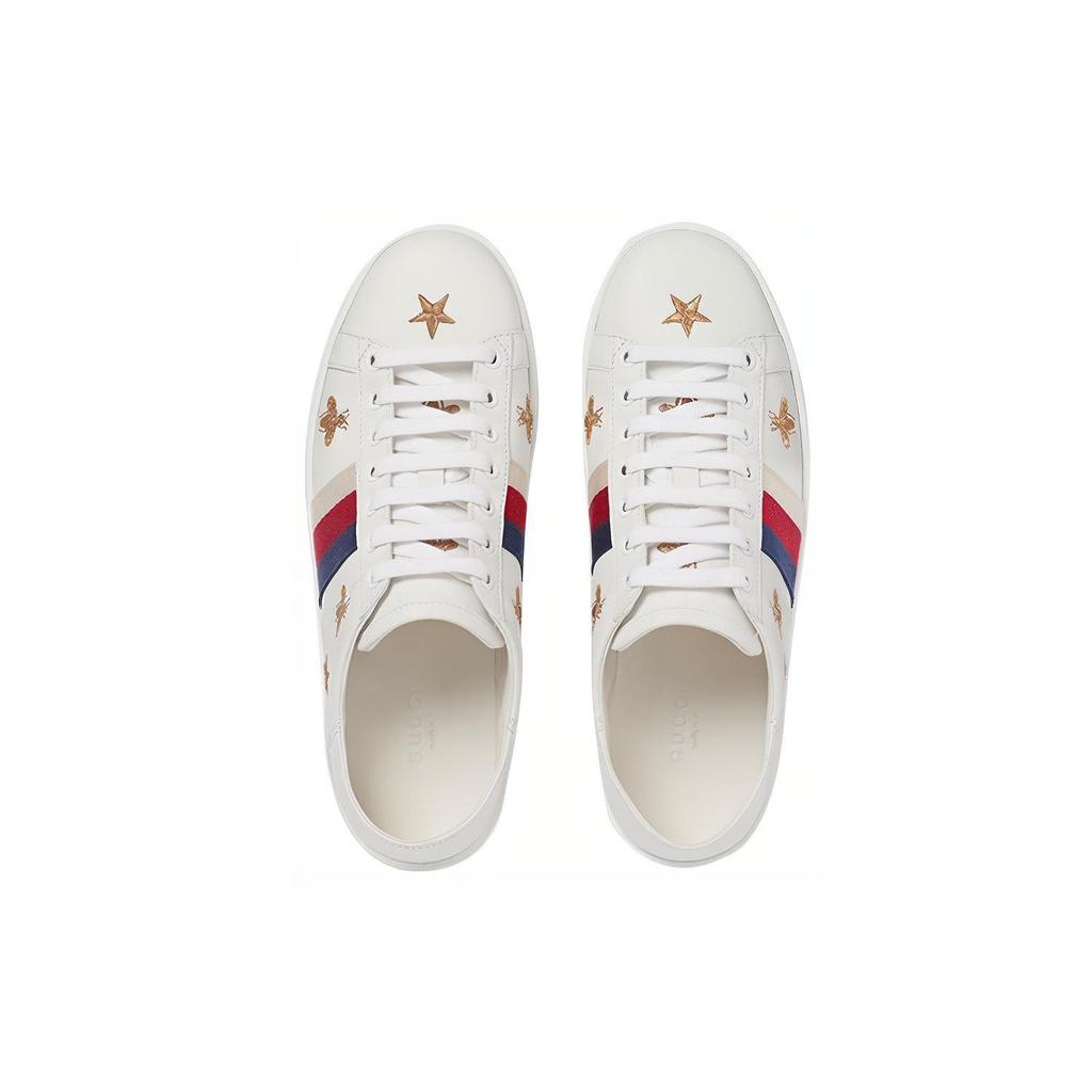 Gucci Womens Ace 'Bees Stars' (women's sizes) White Skate Shoes 498205 AXWQ0 9098