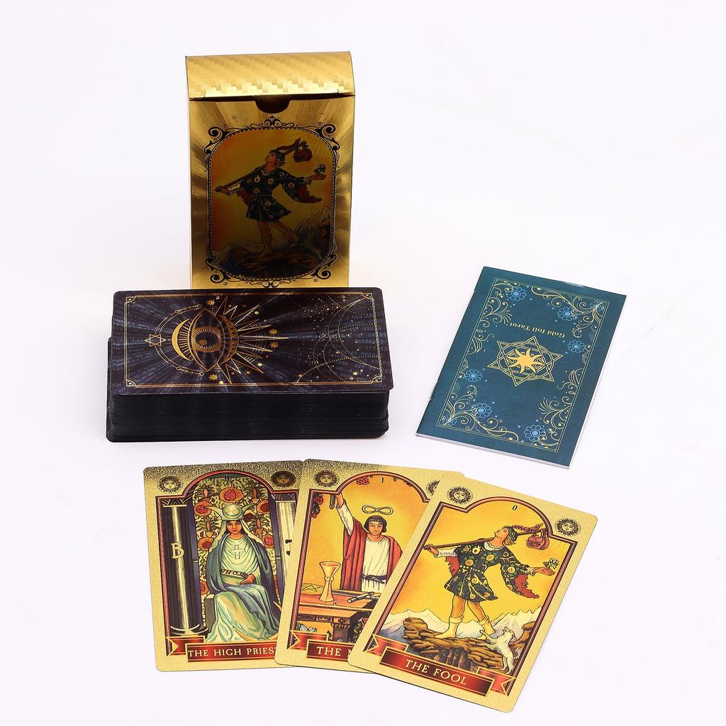 Blue-Gold Foil Rider-Waite 78-Card Tarot Deck with Guidebook