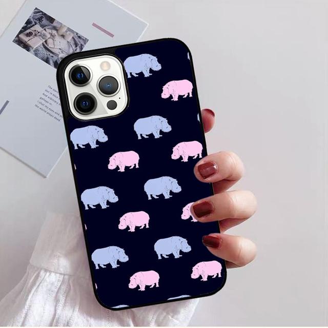 Чехол на заднюю панель телефона с рисунком из мультяшных бегемотов для iPhone 17 Air 16 15 14 13 11 12 Pro Max Plus Shell Coque