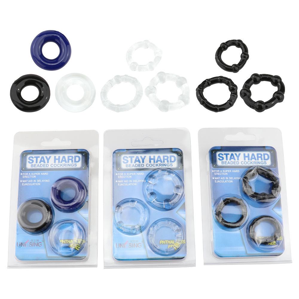 3pcs Male Sex Lock Essence Penis Rings Delayed Ejaculation Chastity Device Lasting Cock Ring For Male Couple Adult Sex Products