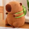 Strawberry Hat Capybara Plush Toy Simulation Turtle Backpack Capibara Stuffed Animals Papa Hand Circle Ring Small Size Pendant