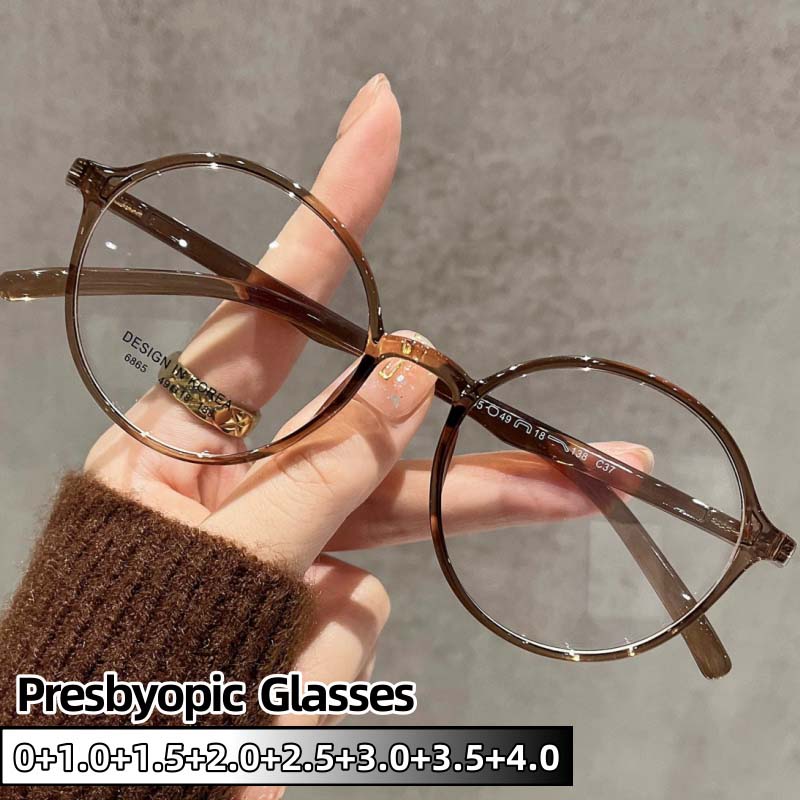 Женские Высокохудожественные Очки для Чтения Ультралегкие HD Очки для Дальнозоркости Антисиние Лучи Винтажная Круглая Рамка Модные Очки