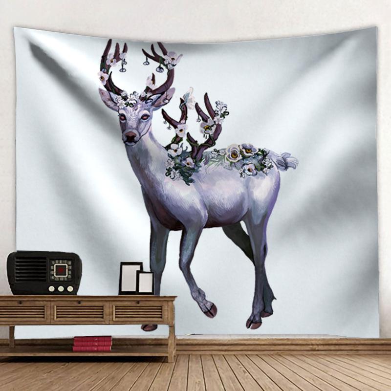 Elk Printing Tapestry 3D Forest Waterfall Landscape Wall Hanging Home Background Cloth Decor Garden Poster for Outside