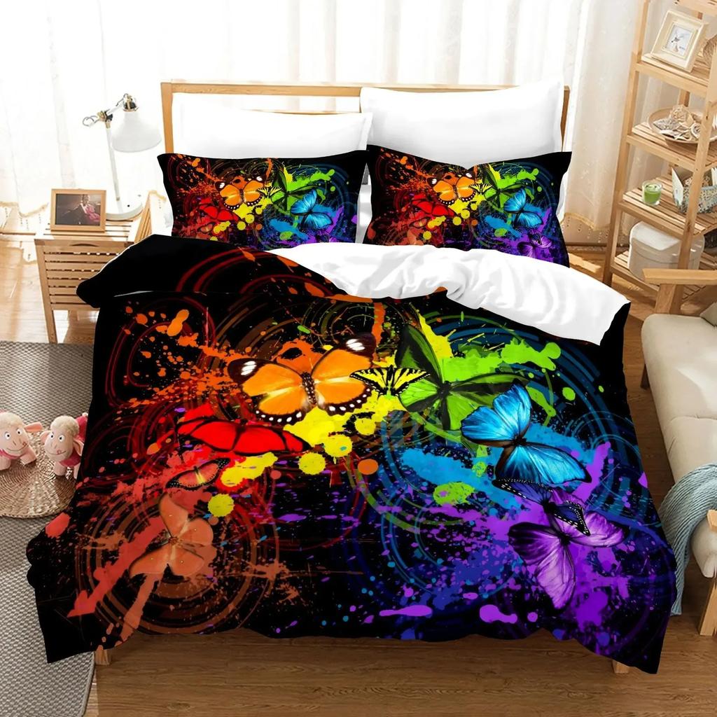3D Print Fantasy Butterfly Animal Romantic Comfortable Duvet Quilt Cover Pillowcase Bedding Set Bedroom Decoration Home Textile