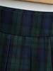 Women's Green Plaid Retro Pleated Mini Skirt, Low-Waist, Slimming, Anti-Exposure, Petite Fit
