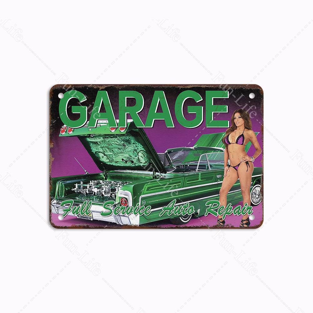 Гараж Классика Винтаж Красивая Девушка Металлическая Табличка Ретро Оловянная Вывеска Железная Живопись Бар Клуб Искусство Домашний Настенный Декор Плакат 20x30 см