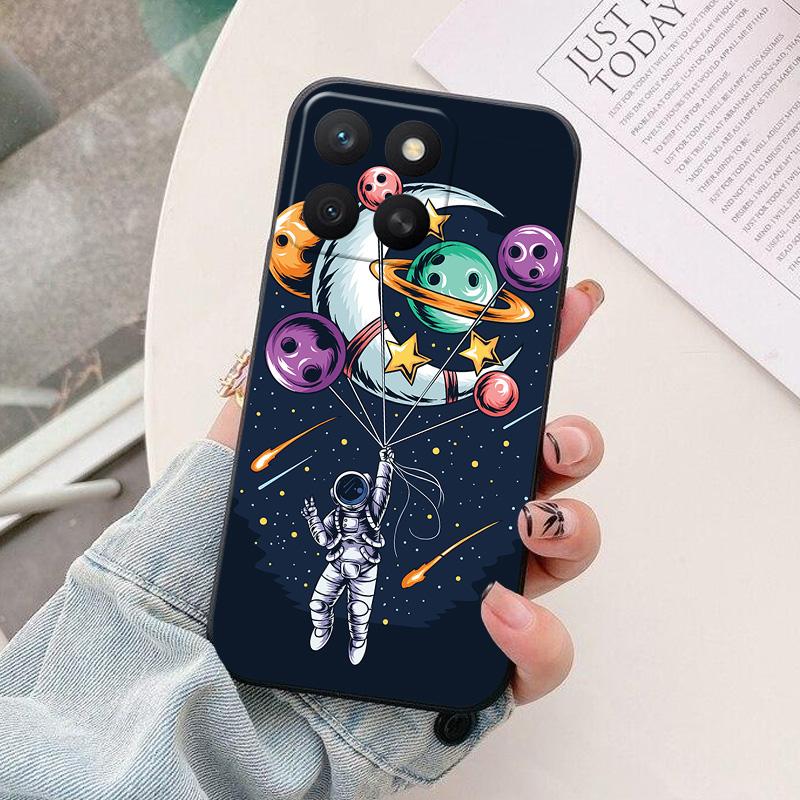 Чехол для Honor X8C 4G астронавт Черный Силикон Мягкий ТПУ Чехлы для телефона для Honor X8c 2025 Защитные задние панели Coque X 8c HonorX8c