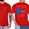 Summer Unisexs Cat Dad Club Letter Cat Double Sided Printed Round Neck Tshirt 100 Cotton Outdoor Soft Breathable Short Sleeve