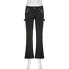 WTEMPO Brand Retro Street Hot Girls Style Low Waist Micro Flare Jeans Personality Pocket Casual Pants Women Micro Flare Pants