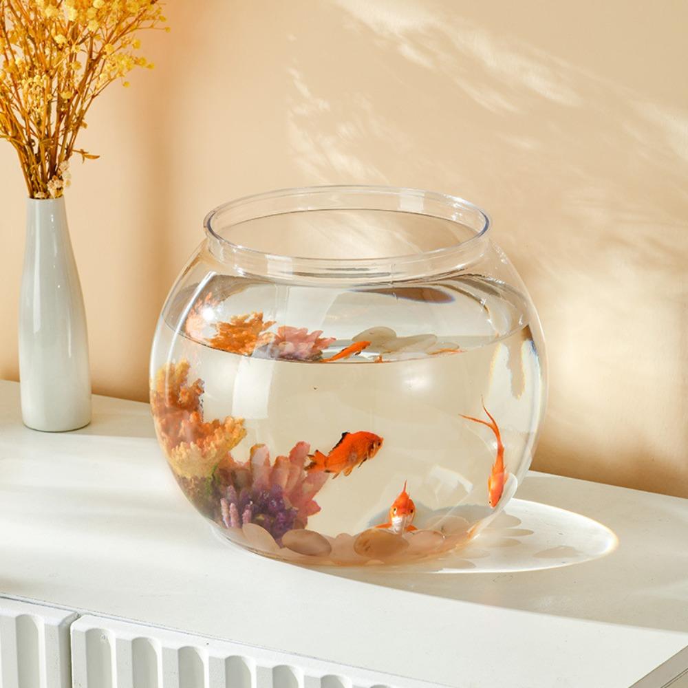 Portable Transparent Round Fish Tank Clear Desktop Aquarium Bowl Fish Bowl Small Aquariums