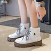 Fashion Women's Shoes 2024 Ankle Women's Boots Classics Modern Boots Women Turned-over Edge Round Toe Med Heel Front Lace-up Shoes Women