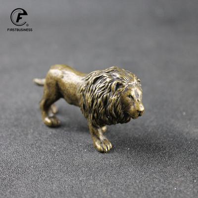 Антикварная бронзовая статуэтка короля льва, небольшие украшения, цельная медь, горные львы, миниатюрные фигурки, латунная скульптура, ремесла, декор