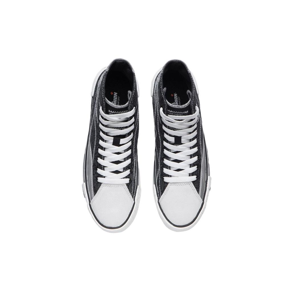 Li-Ning Weiyu Canvas Hi Lightweight Non-Slip High-Top Skate Shoes Women Sneakers Black White AECR012-2