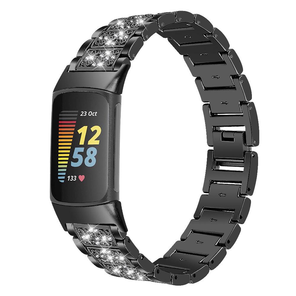 Металлический браслет с бриллиантами для Fitbit Charge 5/6: Сплавная цепь со стальным ремешком