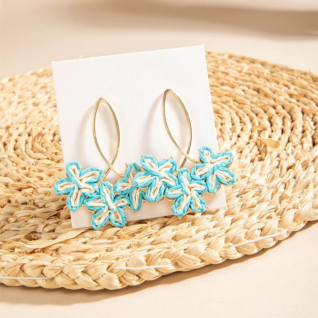 Серьги-подвески из свежей, нежной, красочной травы Лафита в виде плетеного цветка в стиле морского отпуска, универсальные, персонализированные серьги, ювелирные изделия